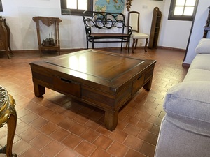 MESA BAJA ROCHE BOBOIS 105*105*45 , CEREZO